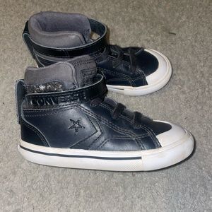 Toddler Converse - black leather high tops.  Size 9